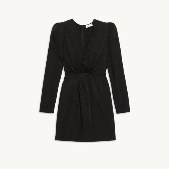 NWT Sandro Short Python-effect Jacquard Black Dress Size 38 - Picture 7 of 7